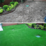 Before And After Artificial Grass Installation On Yard