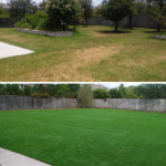 Before And After Artificial Grass Installation On A Big Lawn