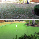 Before And After Artificial Grass Installation On A Residential Golf Course