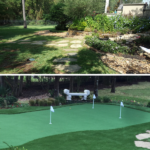 Before And After Artificial Grass Installation On A Garden Golf Course