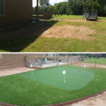 Before And After Artificial Grass Installation On Yard