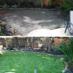 Before And After Artificial Grass Installation On Backyard