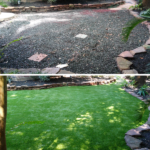 Before And After Artificial Grass Installation On Lawn