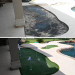 Before And After Artificial Grass Installation On Mini Golf Course