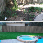 Before And After Artificial Grass Installation On Poolside